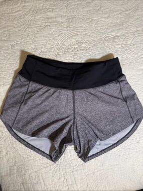 Lululemon Speed Short Heather Gray and Black  Running Shorts Size 4